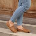 Grounding shoe woman, leather shoe woman, moccasin woman \/\/ Matte Brown product logo