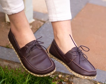 Barefoot Grounding Shoes Women, Leatherful Earthing Shoes Copper, Handmade Shoes | Bitter Brown