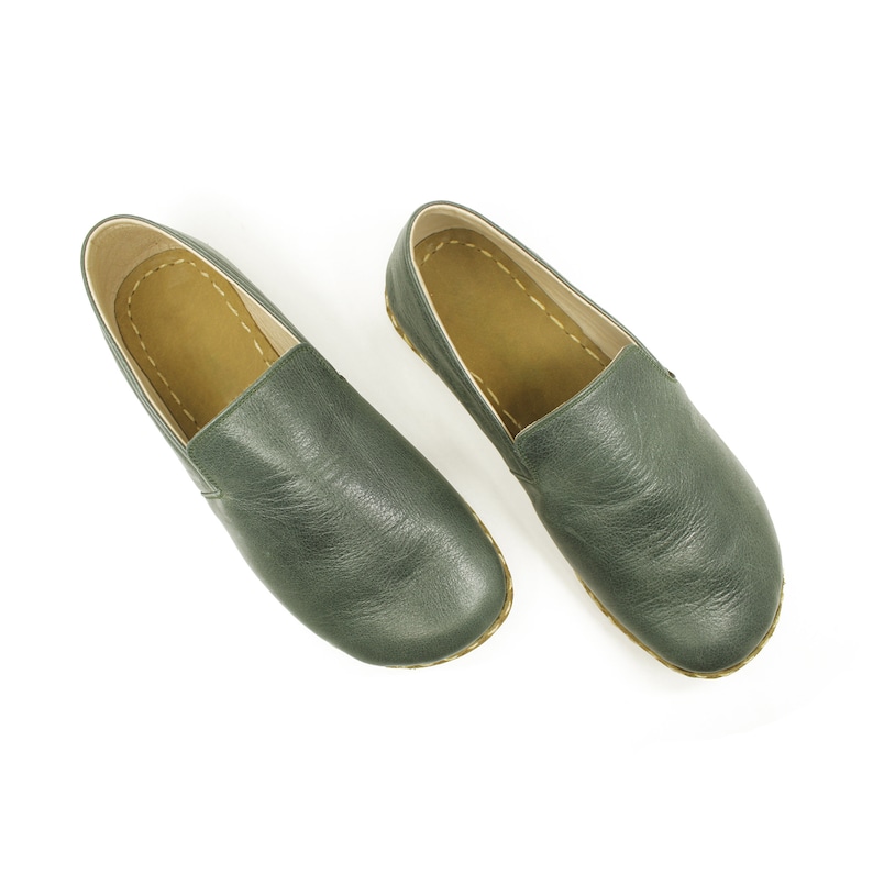 Grounding Shoe, Green Wide Toe Box Barefoot Shoes for Men, Grounded Shoe, Copper Rivet & Erthing, Buffalo Leather, Toledo Green image 7