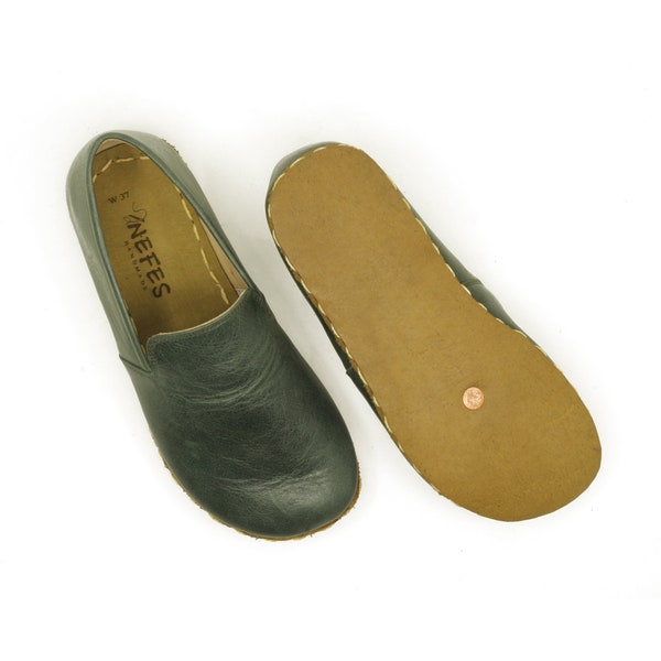 Sabot de mise à la terre, Sabot de terre | Chaussures femme pieds nus | Chaussure verte mise à la terre | Chaussures larges à bout carré | Zéro chute | Vert Tolède