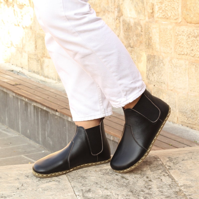 Women Chelsea Boots Women Barefoot Boots Wide Toe Box Chelsea Black image 1