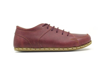 Grounding Shoe Earthing Naturel Leather Sneaker Men, Copper Rivet Barefoot Converse, Crazy Burgundy