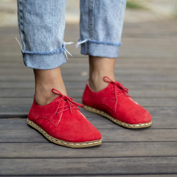 Blote voetenschoenen dames Aardingsschoen Leren Zool Koper Aardingsschoenen dames Geaarde schoen Alle leren schoenen Rode nubuck Etsy Nederland