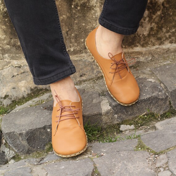 Leren Schoen Heren Licht Oranje - Etsy België