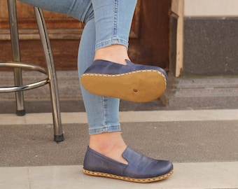 Erdschuh | Grounding Loafers Damen, Crazy Navy Blue
