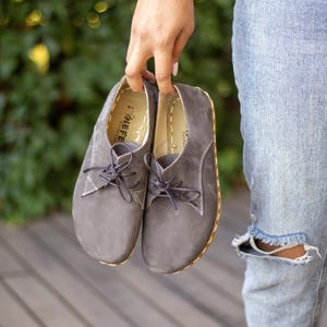 Earthing Barefoot Shoe With Copper Wide to Box Grounded Shoe for Women Genuin Leather Shoes All Leather Shoes Gray Nubuck Etsy Canada