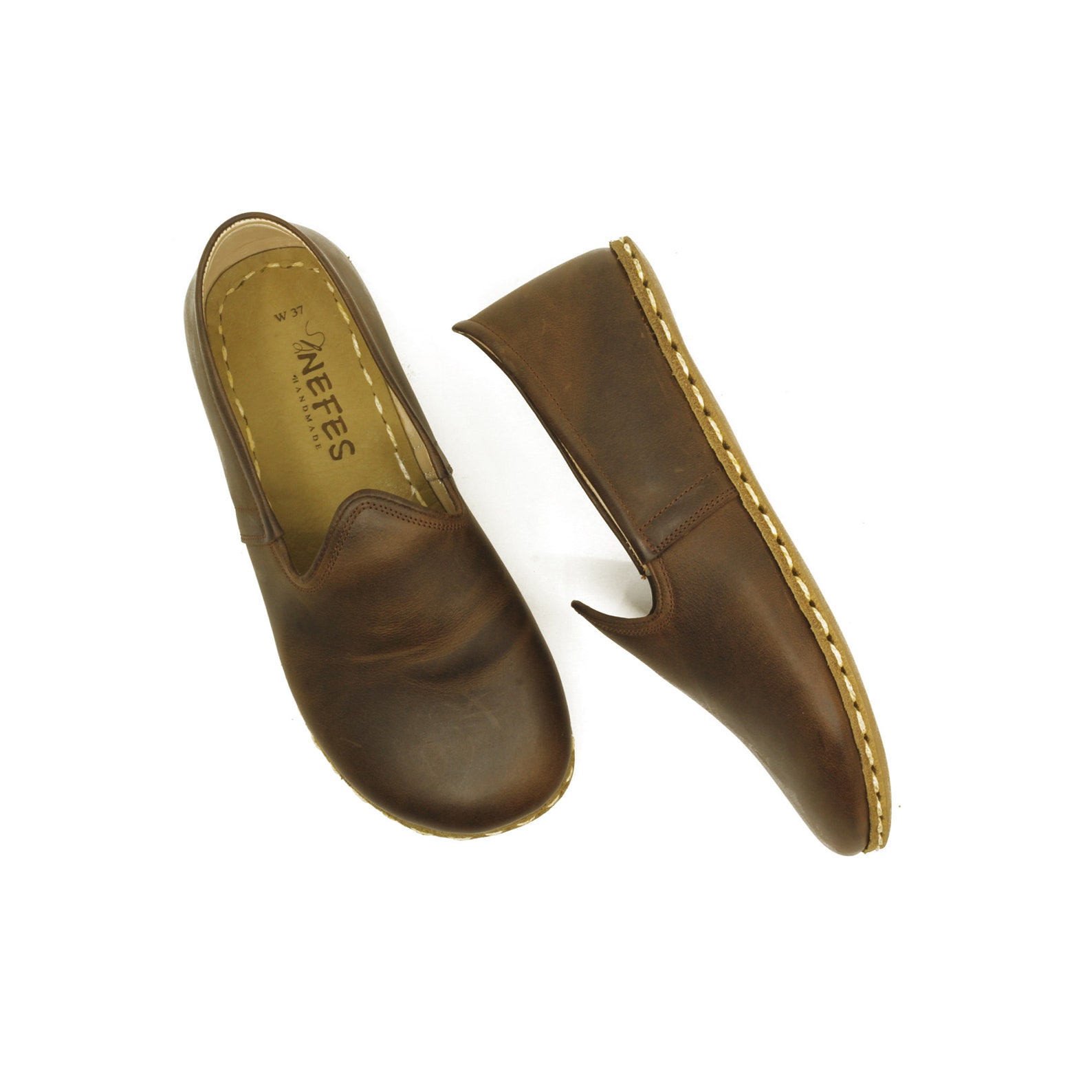 Barefoot Shoes Women Natural Brown Leather Wider Shoes Slip on Etsy