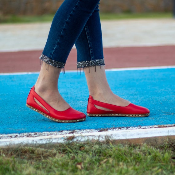 Red Sandal Women Sandals Leather Shoes Womens Sandalls Barefoot