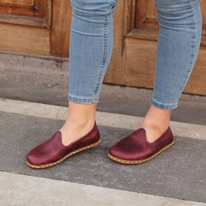 Earth Shoe Grounding Shoe, Leather Shoes Women, Crazy Burgundy image 6