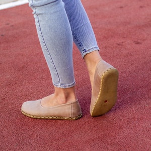 Zapatos Beige Mujer / Zapatos Descalzos Mujer / Descalzos de Cuero / Caja de Dedo Ancha / Mocasín de Cuero Descalzo / Tierra de Mujeres // Visión Loca imagen 5