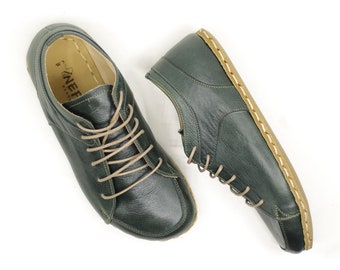 Sport Shoes | Grounding Shoe Green | Genuin Leather Shoes | Grounded Shoe | For Men | Toledo Green