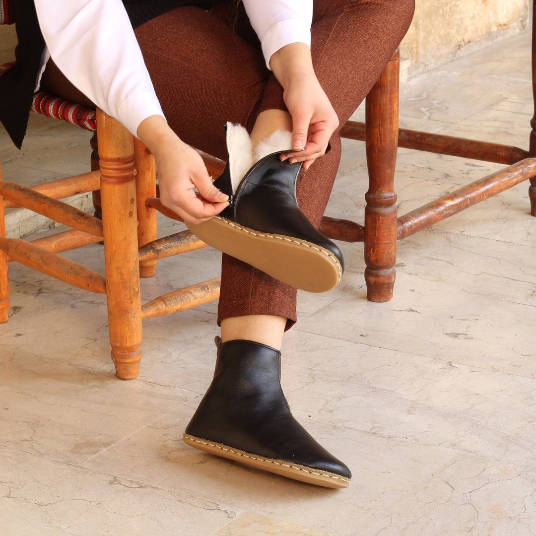 Women Barefoot Boots Ankle Fur Boots Shearling Ankle Grounding Women