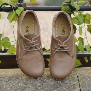 Zapato descalzo mujer, beige, zapato de puesta a tierra mujer / Oxford de puesta a tierra de cuero bronceado hecho a mano, visión loca imagen 10