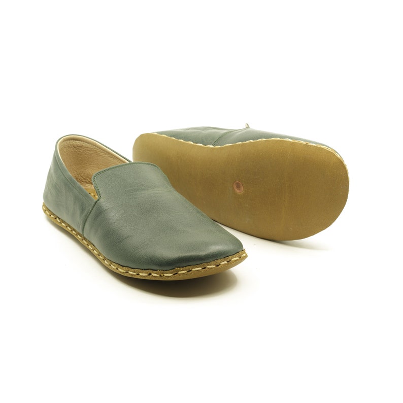Grounding Shoe, Green Wide Toe Box Barefoot Shoes for Men, Grounded Shoe, Copper Rivet & Erthing, Buffalo Leather, Toledo Green image 6
