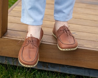 Chaussures Barefoot, Chaussures Earthing Homme Cuivre | Chaussures de mise à la terre | Nouveau marron fou