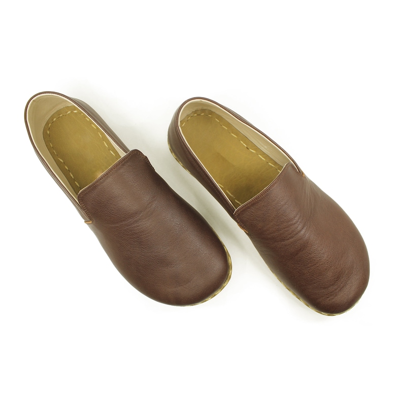 Grounding Shoe Wide Toe Box Barefoot Shoes Men Copper Rivet & Barefoot Grounding Shoes Men Leather Sole Bitter Brown image 7