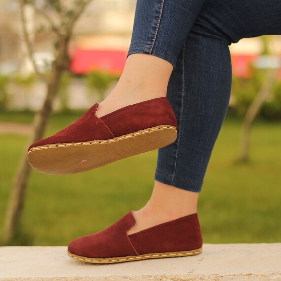 Dames Barefoot Schoenen Burgundy Nubuck - Etsy België