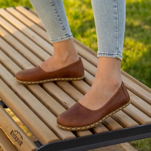Earth Shoe | Barefoot Shoes Women | Grounding Shoes Women Earthing | Brown Leather Shoes Women | Genuin Leather Shoes |  Crazy New Brown