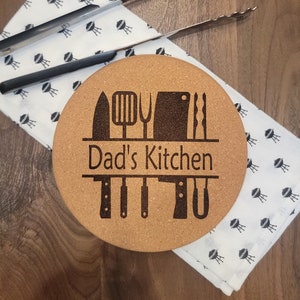 Personalized Cork Trivet, Monogram Hot Pad, Custom Pot Holder, Hot Pad, Housewarming Gift, Engraved Pot Holder, Father&#39;s Day Gift