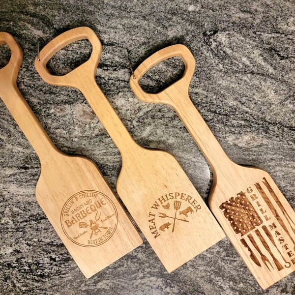 Wood Grill Cleaner, Grill Scraper with Handle, Laser Engraved