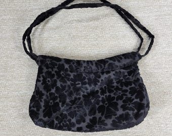 Floral Velvet Burnout Evening Bag Small Black Shoulder Purse Formal Goth Y2K