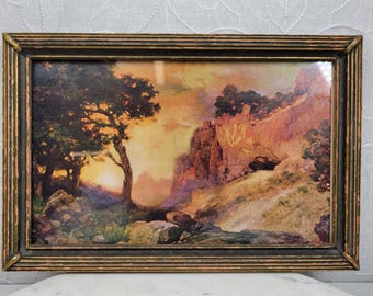 Thomas Moran A Side Canyon Wood Framed Art Print 8x12 Sunset Landscape Vintage