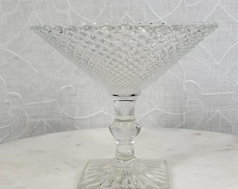 Vintage Anchor Hocking Miss America Clear Depression Glass Pedestal Compote
