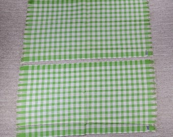 VTG Cannon Tea Towel Kitchen Dish Rag Green Gingham Linen Deadstock Set of 2