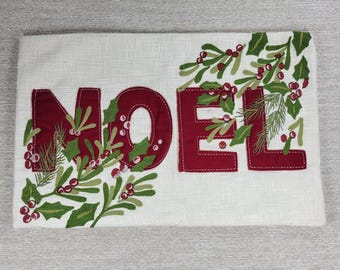 Pottery Barn NOEL Pillow Cover 25x16 Embroidered Lumbar Christmas Holiday Decor