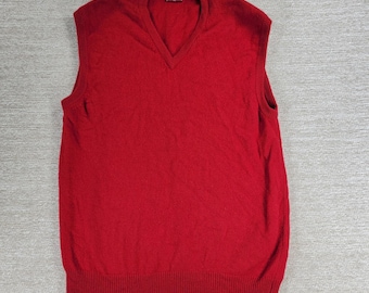 Nordstrom 100% Lambswool Sweater Vest XXL Red Mens V Neck Holiday Preppy Vintage