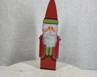 Hand Painted Wood Santa Claus Hinged Arms Primitive Christmas Decor