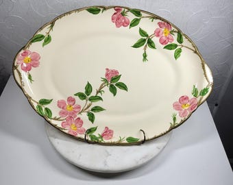 Franciscan Desert Rose Oval Serving Platter 19" Large Floral Handles USA Vintage