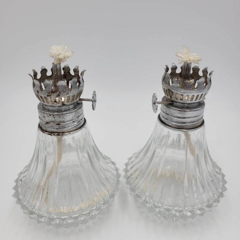 Vintage Farms Lamp Light Fine Cut Crystal Glass Oil Lamp Cabin Decor