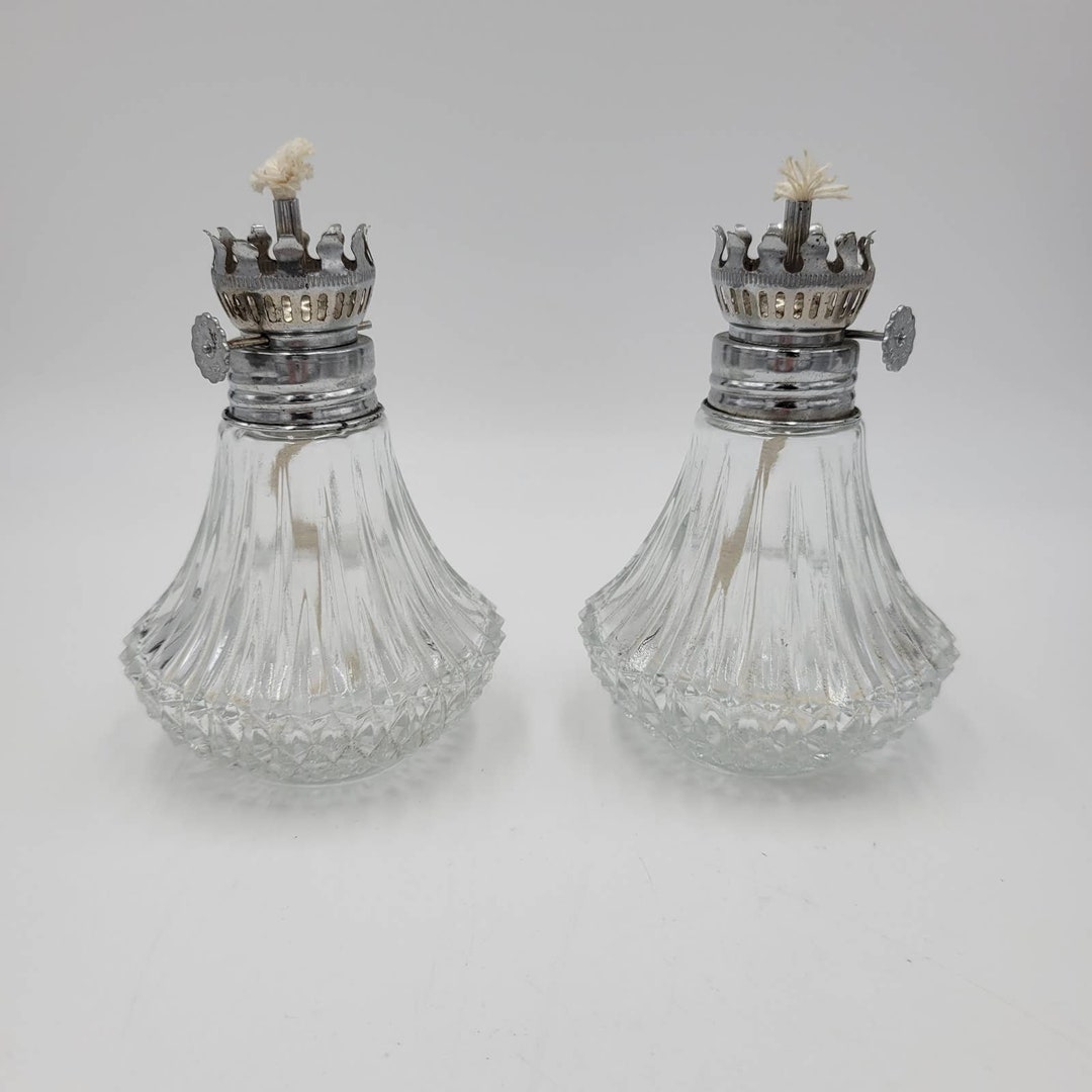 Vintage Farms Lamp Light Fine Cut Crystal Glass Oil Lamp Cabin Decor