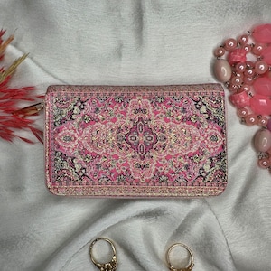 Cartera pequeña para mujer, cartera boho hecha con motivos de alfombras, cartera hippie, cartera boho, cartera para mujer, cartera hecha a mano para mujer
