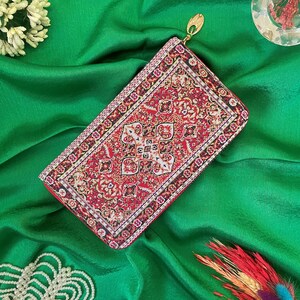 Boho Geldbörse mit Reißverschluss, Vintage Style Geldbörse, Lange Stoff Geldbörse, Boho Clutch Geldbörse, Boho Clutch Wallet,