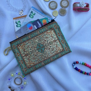 Monederos bohemios con estampado de alfombra turca, billetera oriental con cremallera, prácticos bolsos de maquillaje para guardar, regalos de Navidad y para mejores amigos