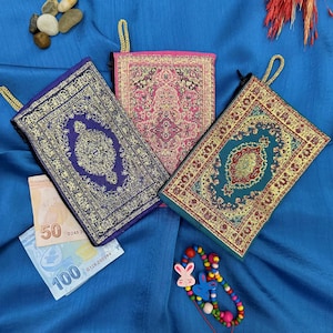 3 peças. Porta-moedas feminino estilo boho, bolsa com zíper, carteiras turcas, bolsa vegana pequena, porta-moedas autêntico, Dia dos Namorados, presente para ela
