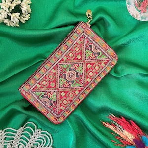 Zip Around Wallet, Boho Wallet Made With Carpet Patterns, Women's Handmade Wallet, Wallet Women, Hippie Wallet, Bohemian Style Wallet
