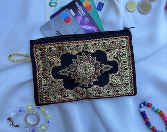 Boho Coin Purse Women, Zipper Pouch, Turkish Wallets, Small Vegan Purse, Kilim Purse, Valentine&#39;s Day,Zipper Coin Bag, Small Boho Wallet,