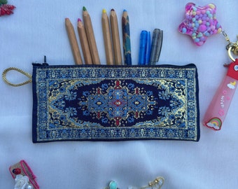 Borsette boho con motivo a tappeto turco, portafoglio orientale con cerniera, pratiche trousse per il trucco, regalo per San Valentino o per amiche.