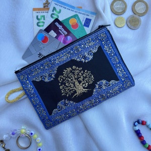 Monedero bohemio para mujer, monedero con cremallera, carteras turcas, monedero vegano pequeño, monedero auténtico, monedero bonito, cartera pequeña con cremallera