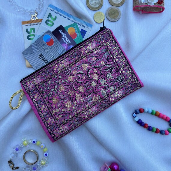 Pochette à Fermeture éclair TÜRKIYE - Petit Modèle Pour Maquillage, Pièces Ou Argent, Motif Métallique