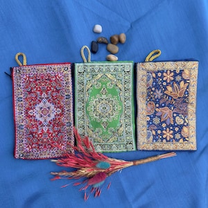 3/6/12STK. Slim Zipper türkische Geldbörse, kleine Tasche Organisator, türkischer gewebter Stoff, kleine Teppichtasche, ethnische Tasche, handgemachte Münzbeutel