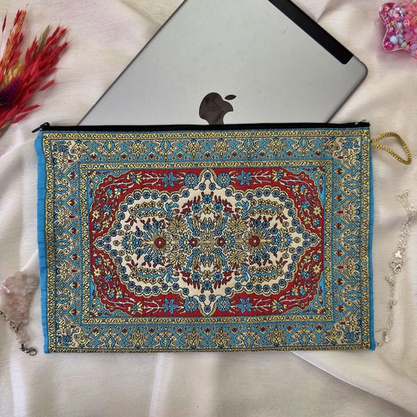 Handmade Boho Tablet Case, Turkısh Tablet Cover, Carpet Bag, Gift For Her, Handmade Bag, Boho Zipper Pouch, Birthday Present, Different Gift