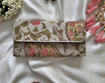 Portafoglio Boho in broccato, motivo turco, pelle vegana