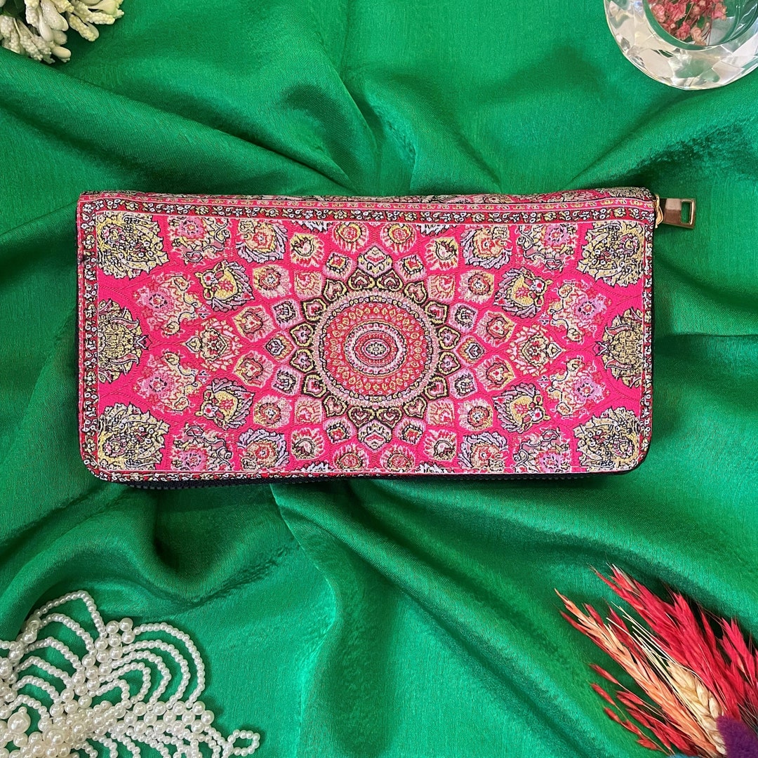 Zip Around Wallet Boho Wallet Made With Carpet Patterns Etsy