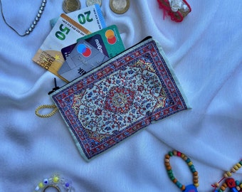 Rug Design Coin Purse, Handmade Zipper Pouch, Small Carpet Bag, Ethnic Pouch, Kilim Coin Purse, Woven Purse, Gift For Her, Boho Purse,