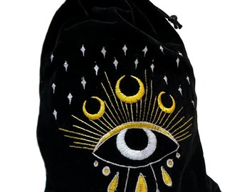 Tarot Velvet Pouch, Silk Velvet Tarot Deck Pouch, Tarot Card Bag, Embroidery Pouch, Oracle Deck Bag, Pouch Bag, Tarot Cards