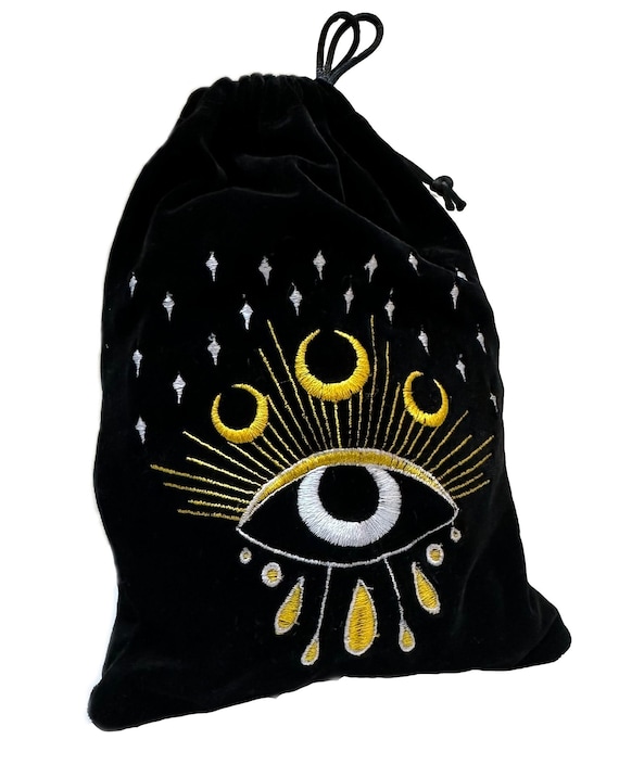 Tarot Velvet Pouch, Silk Velvet Tarot Deck Pouch, Tarot Card Bag, Embroidery Pouch, Oracle Deck Bag, Pouch Bag, Tarot Cards